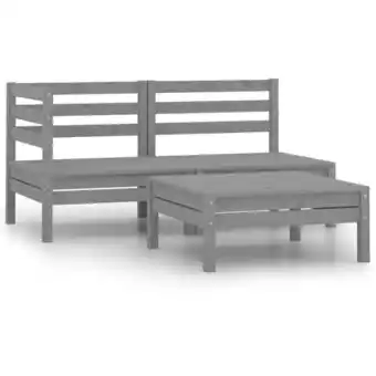 ManoMano Maisonchic - 3-tlg. Garten-Lounge-Set, Gartenmöbel, Sitzgruppe Gartenset Massivholz Kiefer Grau LLOAQ375158 Angebot