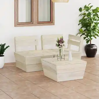 ManoMano Maisonchic - 3-tlg. Garten-Gartenmöbel Set Paletten Sitzgruppe Essgruppe Imprägniertes Fichtenholz DE13232 Angebot