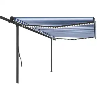 ManoMano Automatische Markise mit LED & Windsensor, Gelenkarmmarkise, Sonnenmarkise 5x3,5 m Blau & Weiß KLI72689 MaisonChic Angebot