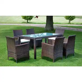 ManoMano 7-tlg. Garten-Essgruppe Gartenmöbel Set Sitzgruppe mit Auflagen Poly Rattan Braun DE12594 Angebot