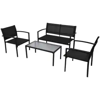 ManoMano Maisonchic - 4-tlg. Garten-Lounge-Set, Gartenmöbel, Sitzgruppe Gartenset Textilene Schwarz LLOAQ376823 Angebot