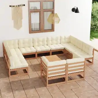 ManoMano 12-tlg. Garten-Lounge-Set,Gartenmöbel-Set Kissen Honigbraun Kiefer Massivholz vidaXL Angebot