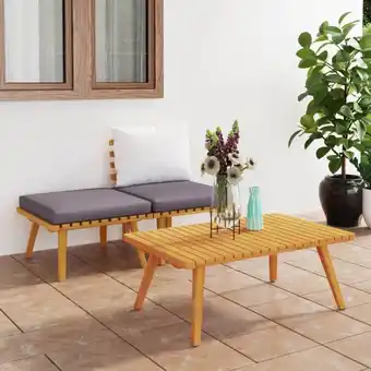 ManoMano Maisonchic - 3-tlg. Garten-Lounge-Set, Gartenmöbel, Sitzgruppe Gartenset mit Kissen Massivholz Akazie LLOAQ953851 Angebot