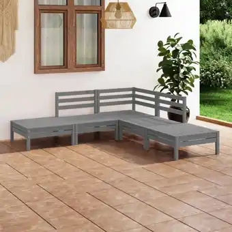 ManoMano 5-tlg. Sitzgruppe Gartenmöbel Set - Balkonmöbel Set Kiefer Massivholz Grau BV292085 Bonnevie Angebot