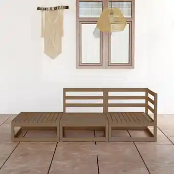 ManoMano 3-tlg. Sitzgruppe Gartenmöbel Set - Balkonmöbel Set Honigbraun Massivholz Kiefer BV143083 Bonnevie Angebot