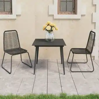 ManoMano Maisonchic - 3-tlg. Gartenmöbel Set Sitzgruppe Essgruppe pvc Rattan Schwarz DE51054 Angebot