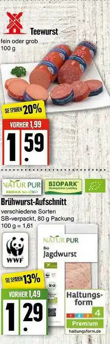 Edeka Rügenwalder Mühle Teewurst Oder Natur Pur Brühwurst-aufschnitt Angebot