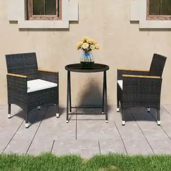 ManoMano Bonnevie - 3-tlg. Bistro-Set Poly Rattan und Hartglas Schwarz vidaXL132126 Angebot