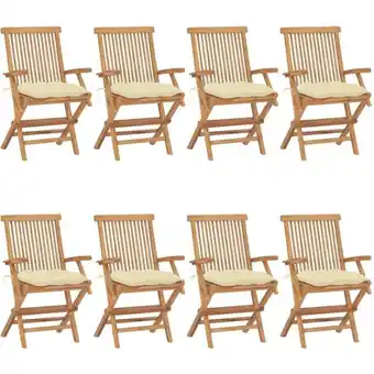 ManoMano Balkonsessel,Gartenmöbel, Gartenstühle mit Cremeweißen Kissen 8 Stk. Massivholz Teak -57706 Angebot