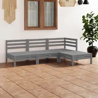 ManoMano 4-tlg. Garten-Lounge-Set, Gartenmöbel, Sitzgruppe Gartenset Massivholz Kiefer Grau LLOAQ780780 Maisonchic Angebot