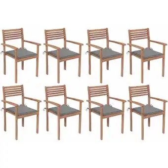 ManoMano 8er Set Gartenstühle Gartensessel Stapelbare mit Kissen Stühle für Garten Terrasse Balkon Massivholz Teak DE72936 Angebot