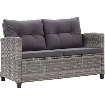 ManoMano 2-Sitzer-Gartensofa Loungesofa Sitzgruppe mit Kissen Grau 124 cm Poly Rattan DE23389 Angebot