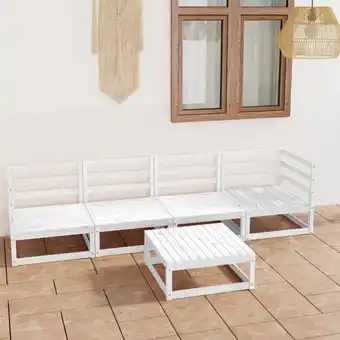 ManoMano 5-tlg. Gartenmöbel Set Sitzgruppe Essgruppe Weiß Kiefer Massivholz DE21724 Angebot