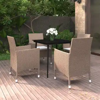 ManoMano 5-tlg. Garten-Essgruppe, Gartenmöbel, Sitzgruppe Gartenset mit Kissen Poly Rattan und Glas LLOAQ554667 Maisonchic Angebot