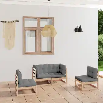 ManoMano 4-tlg. Garten-Lounge-Set Gartenmöbel-Set Terrassen-Sitzgruppe mit Kissen Kiefer Massivholz ZDEH63998 Maisonchic Angebot