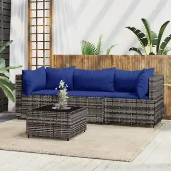 ManoMano 4-tlg. Garten-Lounge-Set Gartenmöbel-Set Terrassen-Sitzgruppe mit Kissen Grau Poly Rattan ZDEH18344 Maisonchic Angebot