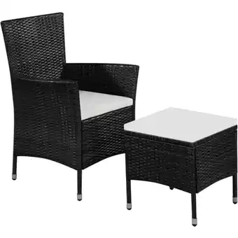 ManoMano Gartenstuhl und Hocker mit Polstern Gartensessel Stuhl für Garten Terrasse Balkon Poly Rattan Schwarz DE68905 Angebot