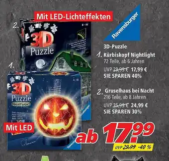 Marktkauf 3d-puzzle Kürbiskopf Nightlight Gruselhaus Bei Nacht Angebot