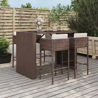 ManoMano 5-tlg. Gartenbar-Set,Gartenmöbel Set mit Kissen Braun Poly Rattan vidaXL Angebot