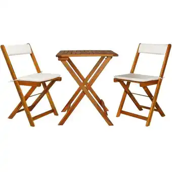 ManoMano Bonnevie - 3-tlg. Gartenmöbel Set Bistro-Set - Esstisch mit 2 Stühlen Klappbar mit Auflagen Massivholz Akazie BV685587 Angebot