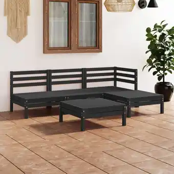 ManoMano Maisonchic - 5-tlg. Garten-Lounge-Set Gartenmöbel-Set Terrassen-Sitzgruppe Massivholz Kiefer Schwarz ZDEH17827 Angebot