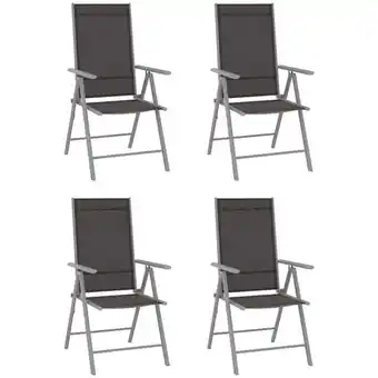 ManoMano 4er Set Gartenstühle Gartensessel Klappbar Stühle für Garten Terrasse Balkon Textilene Schwarz DE23806 Angebot