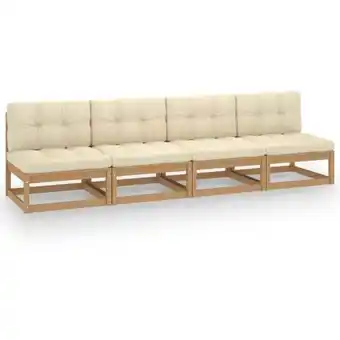 ManoMano 4-Sitzer-Gartensofa Loungesofa Sitzgruppe mit Kissen Kiefer Massivholz DE22254 Angebot