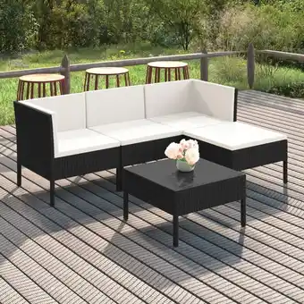 ManoMano Maisonchic - 5-tlg. Garten-Lounge-Set Gartenmöbel-Set Terrassen-Sitzgruppe mit Auflagen Poly Rattan Schwarz ZDEH48950 Angebot