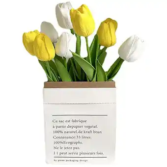 ManoMano Eting - Künstliche Blumen Tulipa Style Fine Details Weiß und Gelb Angebot