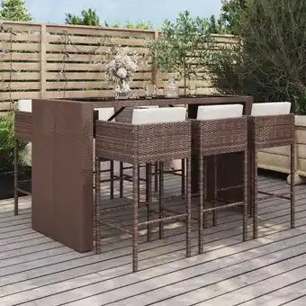 ManoMano 7-tlg. Gartenbar-Set,Gartenmöbel Set mit Kissen Braun Poly Rattan vidaXL Angebot