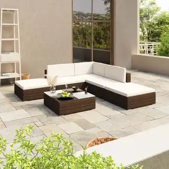 ManoMano 6-tlg. Garten-Lounge-Set,Gartenmöbel-Set mit Auflagen Poly Rattan Braun vidaXL Angebot