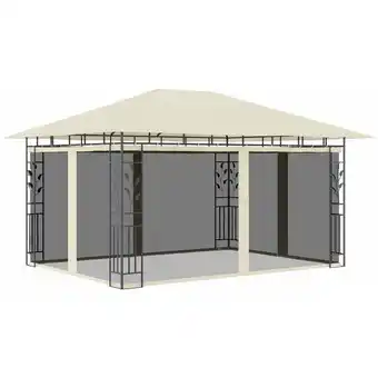 ManoMano Pavillon Familienzelt Zelt für Camping/Markt/Festival Gartenpavillon mit Moskitonetz 4x3x2,73 m Creme 180 g/m² XDGN678968 Mai Angebot