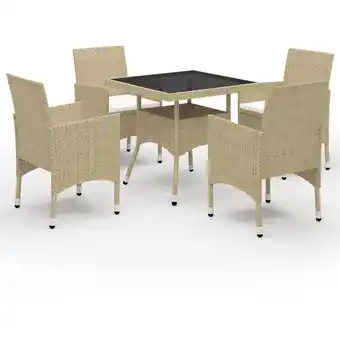 ManoMano 5-tlg. Garten-Essgruppe,Gartenmöbel Set Poly Rattan und Glas Beige vidaXL Angebot