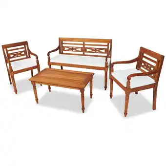 ManoMano 4-tlg. Garten-Lounge-Set,Gartenmöbel-Set mit Auflagen Massivholz Teak vidaXL Angebot