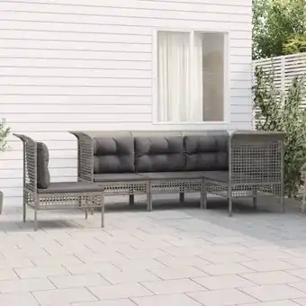 ManoMano Maisonchic - 5-tlg. Garten-Lounge-Set, Gartenmöbel, Sitzgruppe Gartenset mit Kissen Grau Poly Rattan LLOAQ525996 Angebot