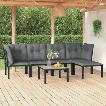 ManoMano Maisonchic - 6-tlg. Garten-Lounge-Set Gartenmöbel-Set Terrassen-Sitzgruppe Schwarz und Grau Poly Rattan ZDEH68435 Angebot