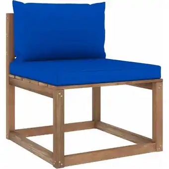 ManoMano Garten-Paletten-Mittelsofa Gartensofa Gartenmöbel - Gartenbank mit Kissen Blau BV574541 Bonnevie Angebot