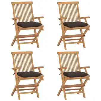 ManoMano 4er Set Gartenstühle Gartensessel - Balkonstühle mit Taupe Kissen 4 Stk. Massivholz Teak BV607630 Bonnevie Angebot