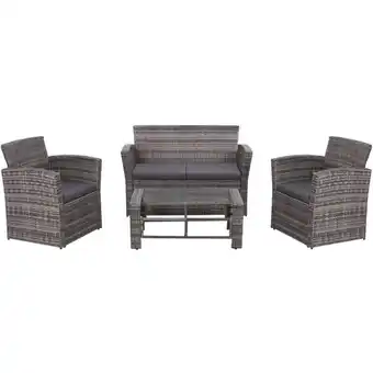 ManoMano 4-tlg. Garten-Lounge-Set Gartenmöbel-Set Terrassen-Sitzgruppe mit Auflagen Poly Rattan Grau ZDEH13883 MaisonChic Angebot