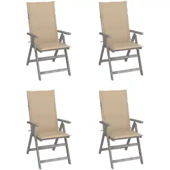 ManoMano 4er Set Gartenstühle Gartensessel Verstellbare Stühle für Garten Terrasse Balkon mit Auflagen Massivholz Akazie DE56849 Angebot