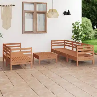 ManoMano Maisonchic - 6-tlg. Gartenmöbel Set Sitzgruppe Essgruppe Honigbraun Massivholz Kiefer DE26695 Angebot