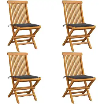 ManoMano Balkonsessel,Gartenmöbel, Gartenstühle mit Anthrazit Kissen 4 Stk. Massivholz Teak -66978 Angebot