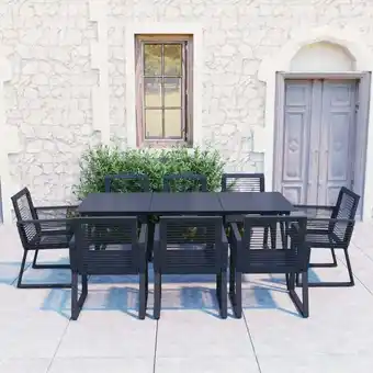 ManoMano Maisonchic - 9-tlg. Garten-Essgruppe Gartenmöbel Set Sitzgruppe pvc Rattan Schwarz DE91918 Angebot