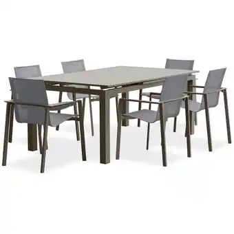 ManoMano Zahara - 6-Sitzer-Garten-Essgruppe, Aluminium, taupe Dcb Garden Taupe Angebot