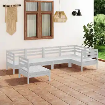 ManoMano 6-tlg. Garten-Lounge-Set, Gartenmöbel, Sitzgruppe Gartenset Massivholz Kiefer Weiß LLOAQ977407 Maisonchic Angebot