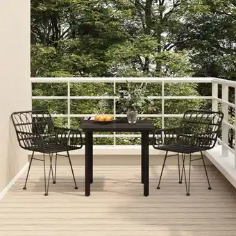 ManoMano 3-tlg. Garten-Essgruppe Gartenmöbel Set Terrassen/Balkon/Outdoor-Essgruppe Schwarz Poly Rattan ETHJ200889 Maisonchic Angebot