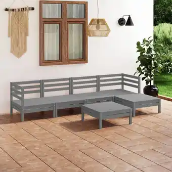 ManoMano Maisonchic - 6-tlg. Gartenmöbel Set Sitzgruppe Essgruppe Massivholz Kiefer Grau DE69330 Angebot