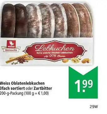 Marktkauf Weiss Oblatenlebkuchen 3fach Sortiert Oder Zartbitter Angebot