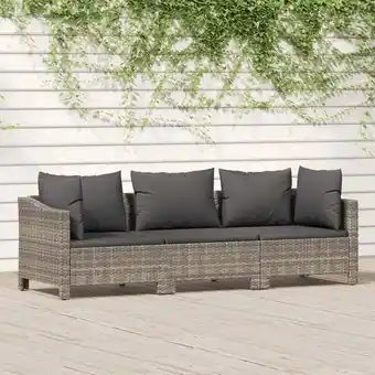 ManoMano 3-tlg. Garten-Lounge-Set, Gartenmöbel, Sitzgruppe Gartenset mit Kissen Grau Poly Rattan LLOAQ840407 Maisonchic Angebot