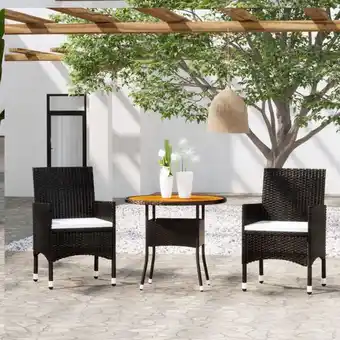 ManoMano 3-tlg. Garten-Essgruppe Gartenmöbel Set Terrassen/Balkon/Outdoor-Essgruppe Poly Rattan Schwarz ETHJ519986 Maisonchic Angebot